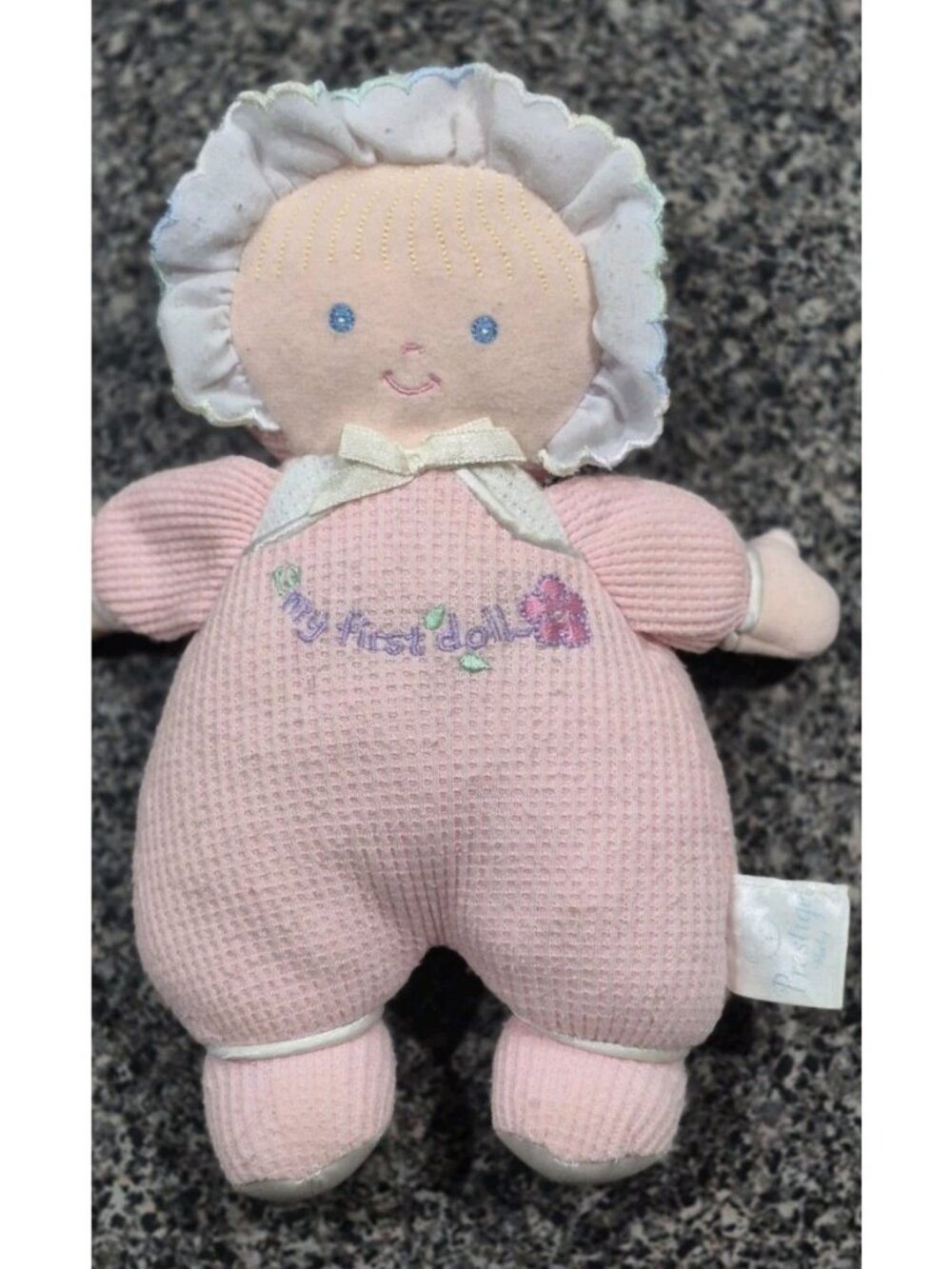 Prestige 8" Pink White Thermal Waffle Weave My First Doll  Rattle Plush Baby